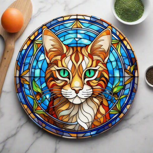 Cat Bengal Glass Suncatcher Worktop Saver